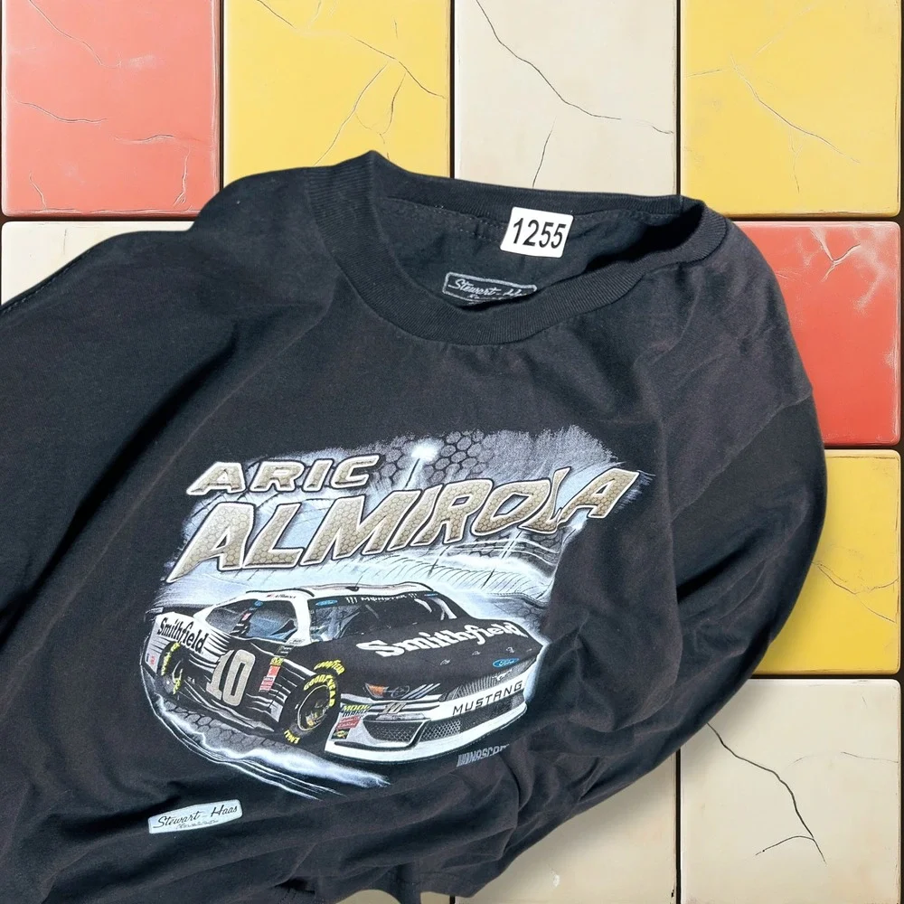 VTG Nascar Racing Long sleeve Shirt Y2K Men 2XL Black‎ Aric Almirola Mustang Tee